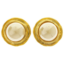 Gold-Tone Metal Clip-On-Earrings With Faceted Accents #LQC495