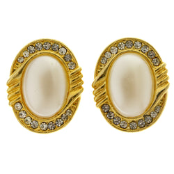 Gold-Tone Metal Clip-On-Earrings With Faceted Accents #LQC497