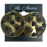 Mi Amore Black Polka Dots Clip-On-Earrings Gold-Tone/Brown