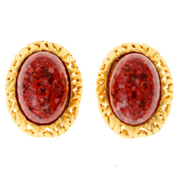 Colorful & Gold-Tone Colored Metal Clip-On-Earrings With Faceted Accents #LQC51