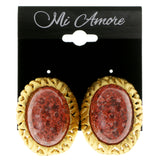 Colorful & Gold-Tone Colored Metal Clip-On-Earrings With Faceted Accents #LQC51