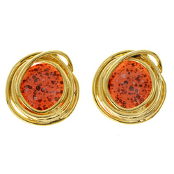 Colorful & Gold-Tone Colored Metal Clip-On-Earrings With Faceted Accents #LQC53