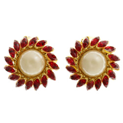 Colorful & Gold-Tone Colored Metal Clip-On-Earrings With Faceted Accents #LQC57