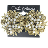 Mi Amore Ribbon Clip-On-Earrings Gold-Tone/White