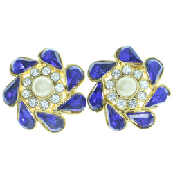 Mi Amore Flower Clip-On-Earrings Gold-Tone/Blue