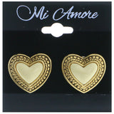 Mi Amore Heart Clip-On-Earrings Gold-Tone/White