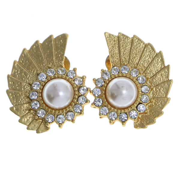Mi Amore Clip-On-Earrings Gold-Tone/White