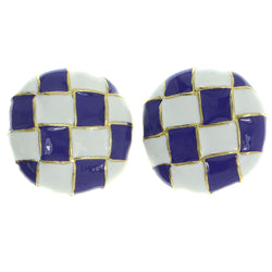 Mi Amore Checker Clip-On-Earrings Gold-Tone/Purple