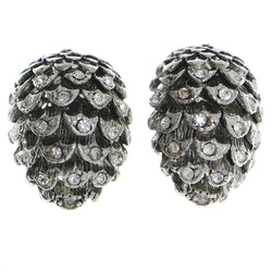 Mi Amore Pine Cone Clip-On-Earrings Silver-Tone