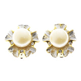 Mi Amore Clip-On-Earrings Gold-Tone/White