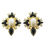 Mi Amore Crystal Accents Clip-On-Earrings Gold-Tone/Black