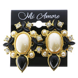 Mi Amore Crystal Accents Clip-On-Earrings Gold-Tone/Black