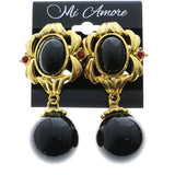Mi Amore Red Crystal Accents Clip-On-Earrings Gold-Tone/Black