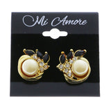 Mi Amore Crystal Accents Clip-On-Earrings Gold-Tone/Black