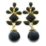 Mi Amore Faceted Acrylic Accents Clip-On-Earrings Gold-Tone/Black