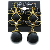Mi Amore Faceted Acrylic Accents Clip-On-Earrings Gold-Tone/Black