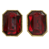 Red & Gold-Tone Colored Metal Clip-On-Earrings With Faceted Accents #LQC83
