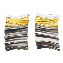 Mi Amore Crystal Accents Clip-On-Earrings Silver-Tone/Gold-Tone