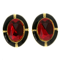 Colorful & Gold-Tone Colored Metal Clip-On-Earrings With Faceted Accents #LQC85
