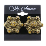 Mi Amore Yellow Crystal Accents Clip-On-Earrings Gold-Tone