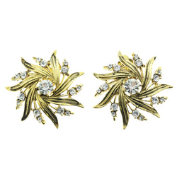 Mi Amore Crystal Accents Sun Clip-On-Earrings Gold-Tone