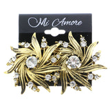 Mi Amore Crystal Accents Sun Clip-On-Earrings Gold-Tone