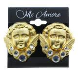 Mi Amore Crystal Accents Cherub Clip-On-Earrings Gold-Tone