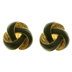Green & Gold-Tone Colored Metal Clip-On-Earrings #LQC97