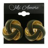 Green & Gold-Tone Colored Metal Clip-On-Earrings #LQC97