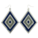 Colored Metal Dangle-Earrings Silver-Tone & Blue