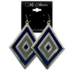 Colored Metal Dangle-Earrings Silver-Tone & Blue