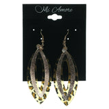 Plastic Dangle-Earrings With Crystal Accents Gold-Tone & Brown