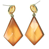 Metal Dangle-Earrings With Crystal Accents Peach & Gold-Tone