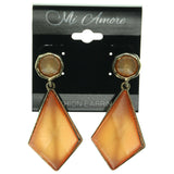 Metal Dangle-Earrings With Crystal Accents Peach & Gold-Tone