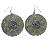 Metal Dangle-Earrings Silver-Tone & Multi Colored