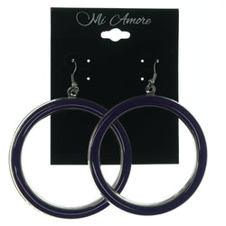 Colored Metal Dangle-Earrings Purple & Silver-Tone