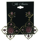 Metal Dangle-Earrings With Stone Accents Gold-Tone & Purple