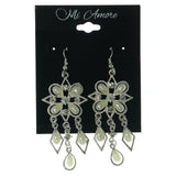 Metal Dangle-Earrings With Crystal Accents Silver-Tone & White