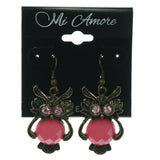 Metal Dangle-Earrings With Crystal Accents Gold-Tone & Pink