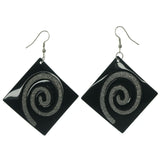 Metal Dangle-Earrings Black & Silver-Tone