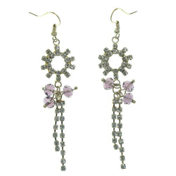 Dangle-Earrings With Crystal Accents Silver-Tone & Purple
