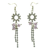 Dangle-Earrings With Crystal Accents Silver-Tone & Purple