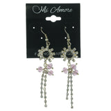 Dangle-Earrings With Crystal Accents Silver-Tone & Purple