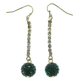 Dangle-Earrings With Crystal Accents Green & Gold-Tone