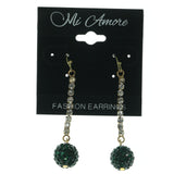 Dangle-Earrings With Crystal Accents Green & Gold-Tone