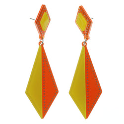 Plastic Dangle-Earrings Yellow & Orange