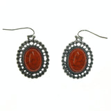 Metal Dangle-Earrings With Stone Accents Silver-Tone & Orange