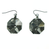 Metal Dangle-Earrings With Crystal Accents Silver-Tone & Gray