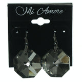 Metal Dangle-Earrings With Crystal Accents Silver-Tone & Gray