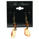 Metal -Dangle-Earrings Crystal Accents Gold-Tone & Orange